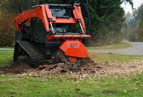 track skid steer clearing trees|stump grinder skid steer.